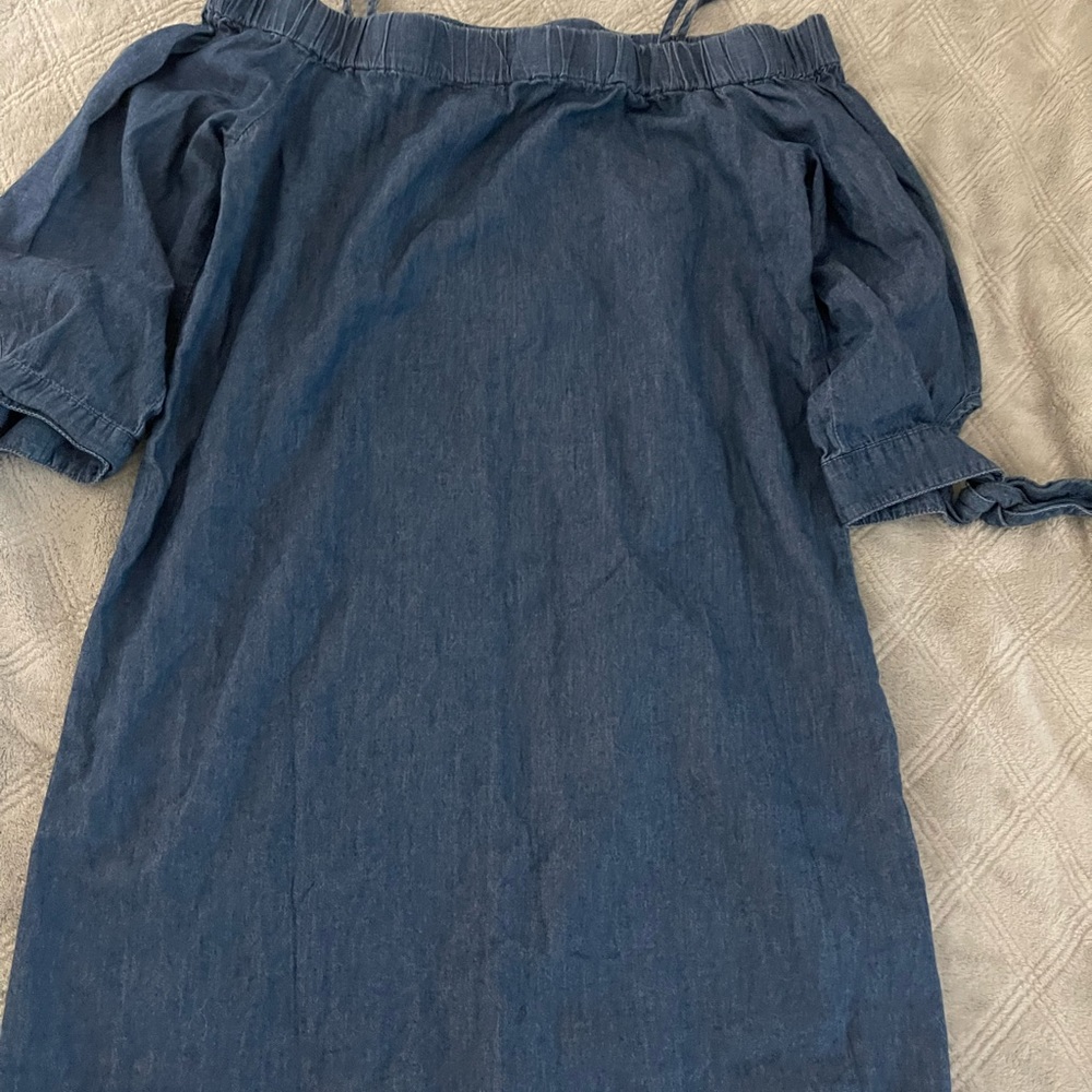 jean dress off the shoulder
